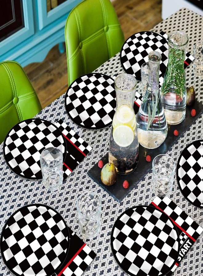 Lide Road Race Car Party Plates and Napkins for 24 Guests 64 Pcs Racing car Party Supplies Disposable Tableware Set Racing car Paper Plates Napkins for Racing cars Racing cars Theme Birthday Party Supplies - Image 5